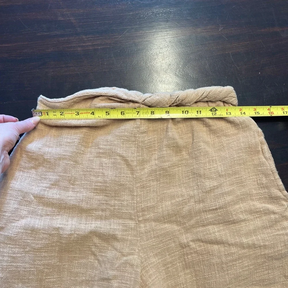 Free People Tan Textured Cotton Wide Leg Pants Twisted Waist Boho Small